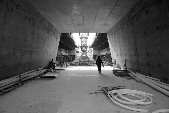 Underneath the main arch
