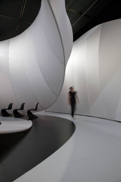 Lone figure moving through the space